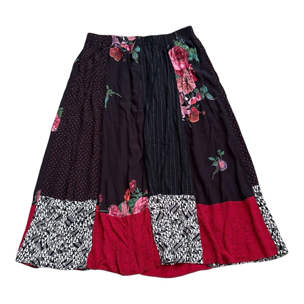 Vintage Carole Little II Womens Plus 16W Midi Patchwork Floral Elastic Waist - Picture 2 of 5